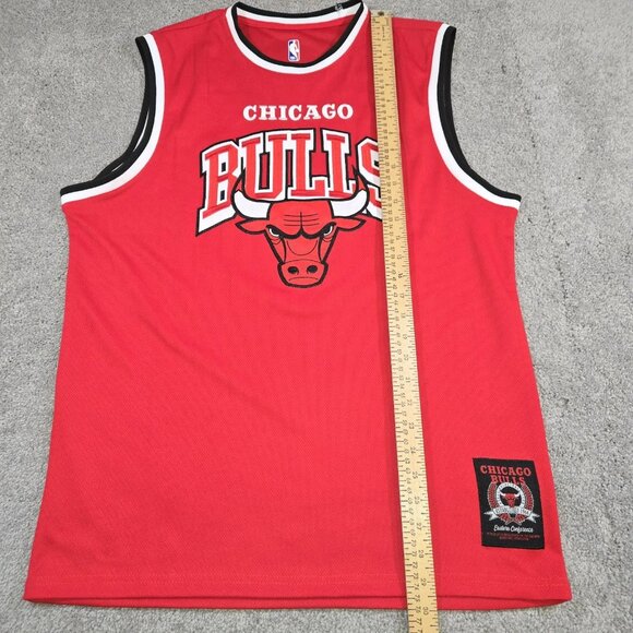 Chicago Bulls Basketball Jersey Mens Large Red 2-Sided Printed Spell Out‎ NBA - Picture 6 of 8
